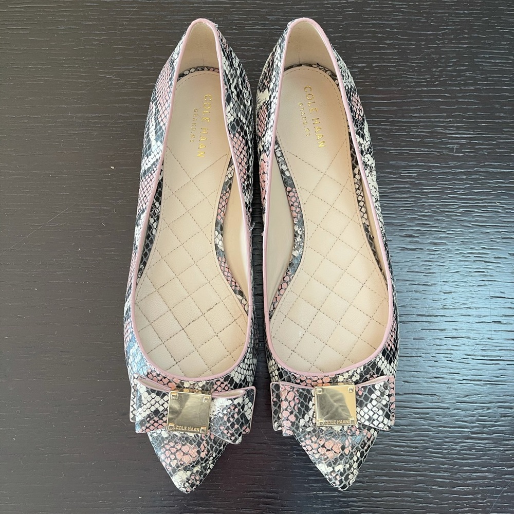 Cole Haan Tali Bow Flat In Misty Rose Snake Print - Picture 4 of 9